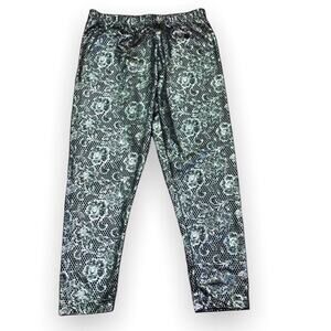 Xhilaration Girls Leggings Size Large 10 12 Gold Black Lace Look NEW